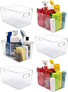 Clear Plastic Storage Bins, Perfect for Kitchen Organization or Pantry Organization and Storage, ... | Amazon (US)