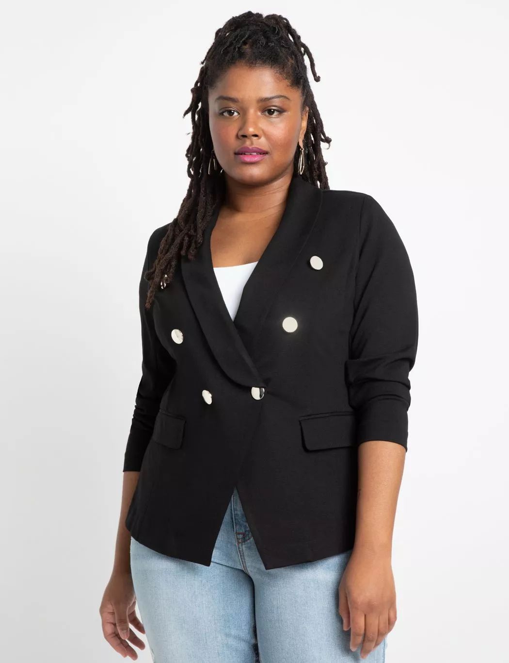 Double Breasted Blazer | Women's Plus Size Coats + Jackets | ELOQUII | Eloquii