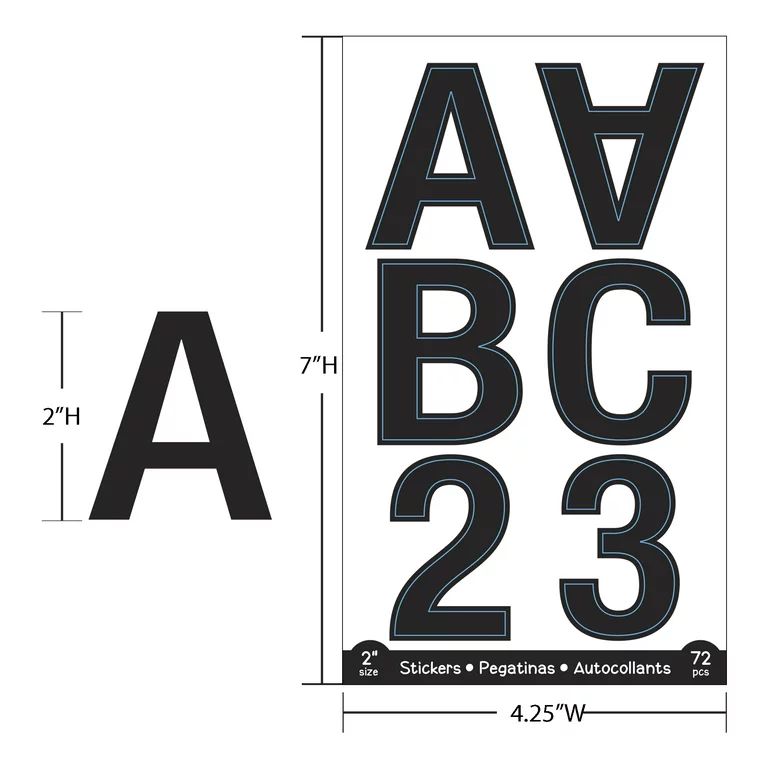 BAZIC Alphabet Numbers Stickers Black 2" A to Z 0 to 9 Sticker for Kids (72/Pack), 1-Pack | Walmart (US)