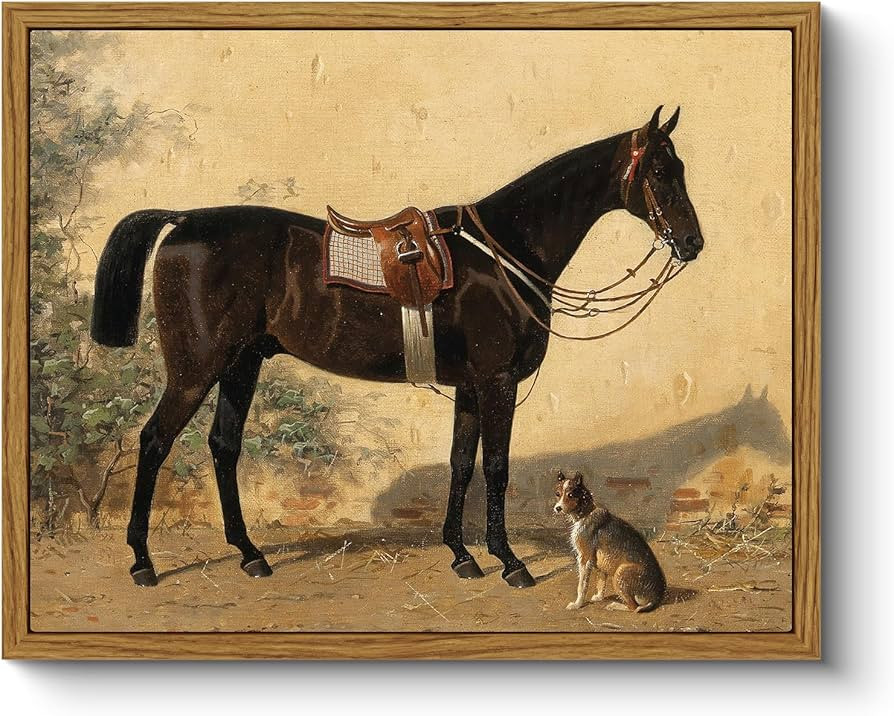 ARPEOTCY Framed Canvas Wall Art Prints, Living Room Hallway Shelf Decor, Retro Horse Animal Pictu... | Amazon (UK)