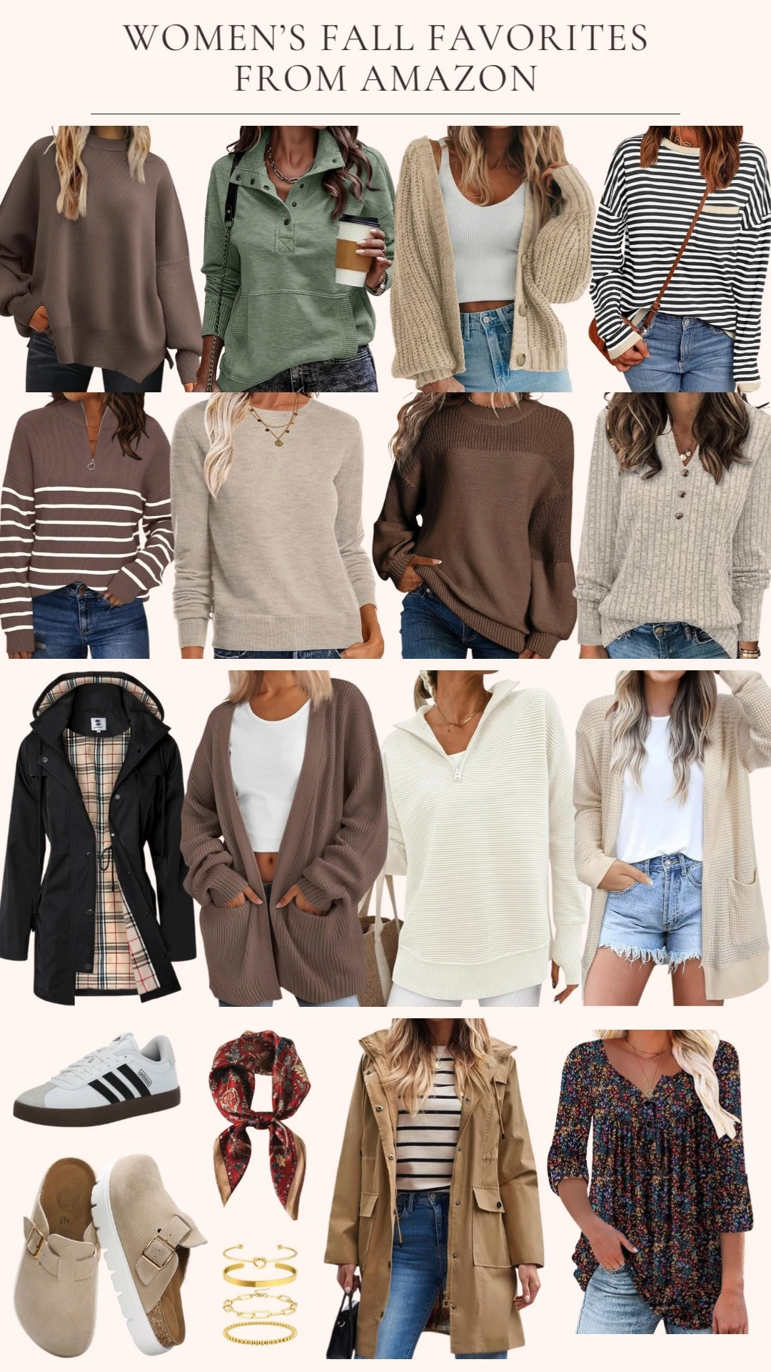  

 These are a few of my women’s fall favorite styles. I like this rain jacket. It looks almost like a trench coat. 

I’m always a fan of sweaters all season long. I also like this blouse that I could easily put a cardigan over if it gets cold. 

I like these mules with a thick sole. They look really comfy and warm either way cute socks  

#LTKOver40 #LTKStyleTip #LTKFindsUnder50