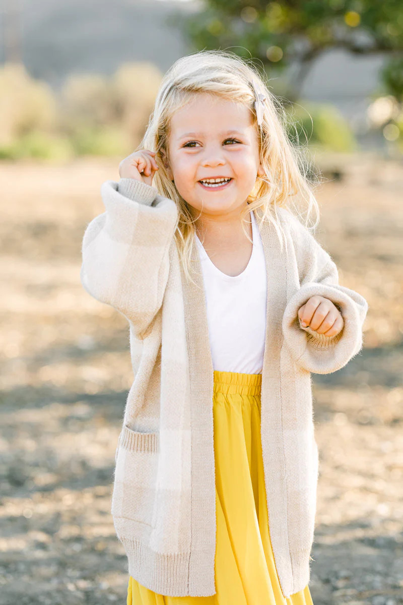 Mini Ines Plaid Cardigan | Morning Lavender