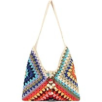 Crochet Hobo Bag for Women Summer Vacation Beach Tote Handbags Boho Bohemian Ethnic Authentic Sty... | Amazon (US)
