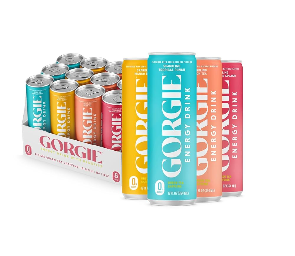 GORGIE Sugar Free Natural Energy Drinks, BestSellers Variety (12 Pack) - Healthy Energy Drinks - ... | Amazon (US)