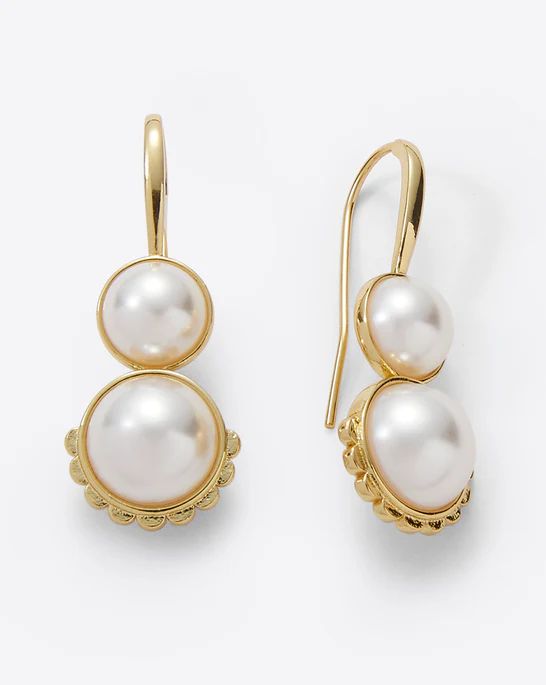 Scalloped Pearl Drop Earrings | Draper James (US)