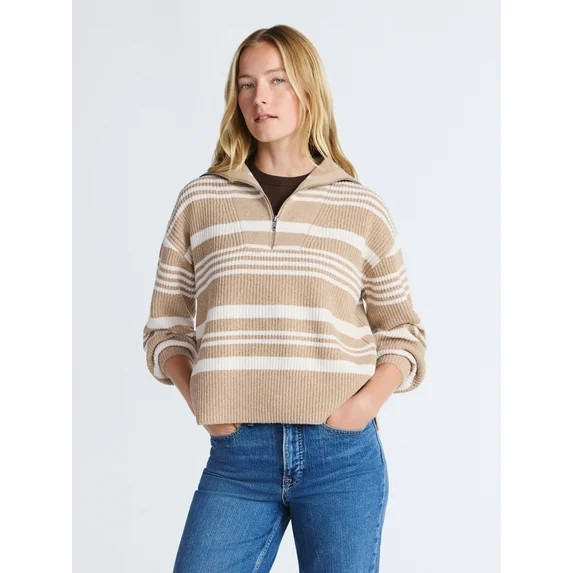 Free Assembly Women's and Women's Plus Half Zip Sweater with Long Sleeves, Midweight, Sizes XS-4X... | Walmart (US)