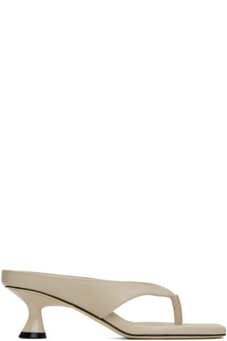 Beige Angela 50mm Heeled Sandals | SSENSE