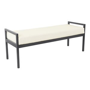 HomePop Sherpa Modern Metal and Fabric Bench in Cream | Cymax