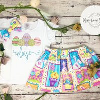 Colorful Easter Outfit, Kids Cute Print, Shirt With Bow, Girls | Etsy (US)