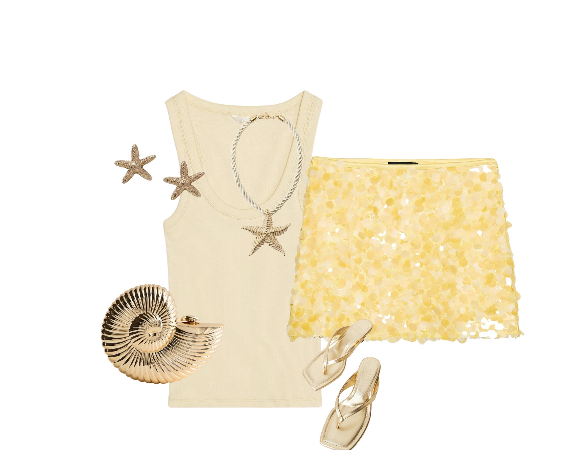 A dreamy yellow holiday OOTD ☀️🍋✨ sequins Zara gold starfish holiday accessories ootn 

#LTKmidsize #LTKuk #LTKsummer