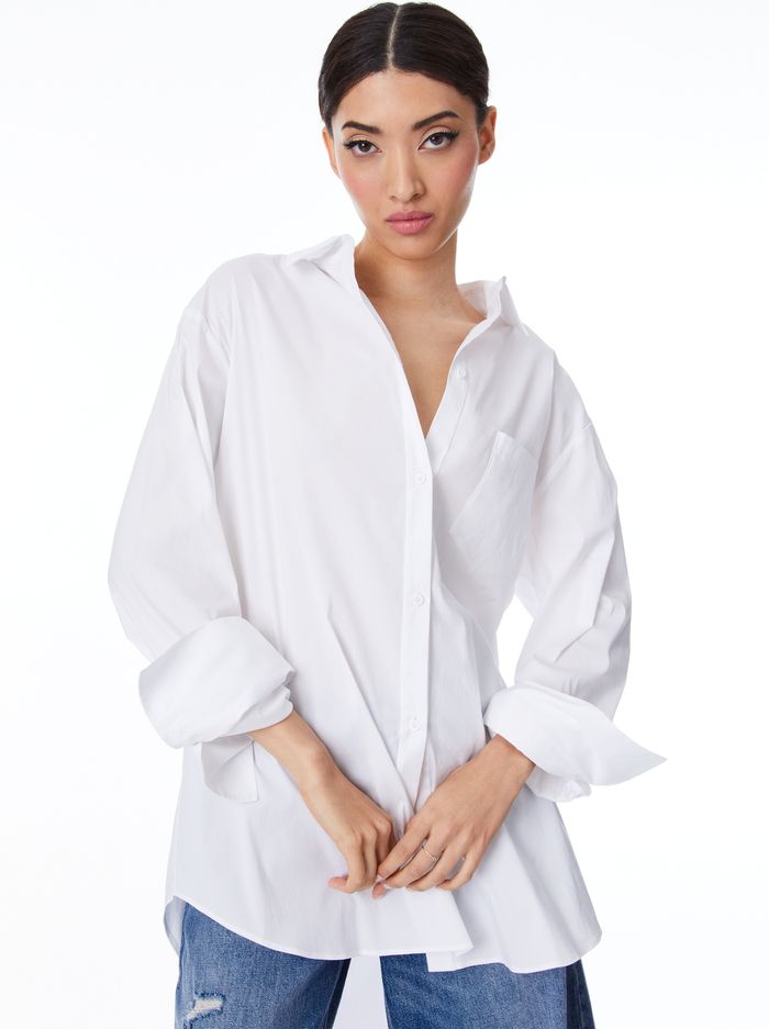 FINELY OVERSIZED LONG BUTTON DOWN SHIRT | Alice + Olivia