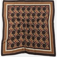 Zara - Geometric Print Silk Scarf - Brown - M - Woman | Zara US