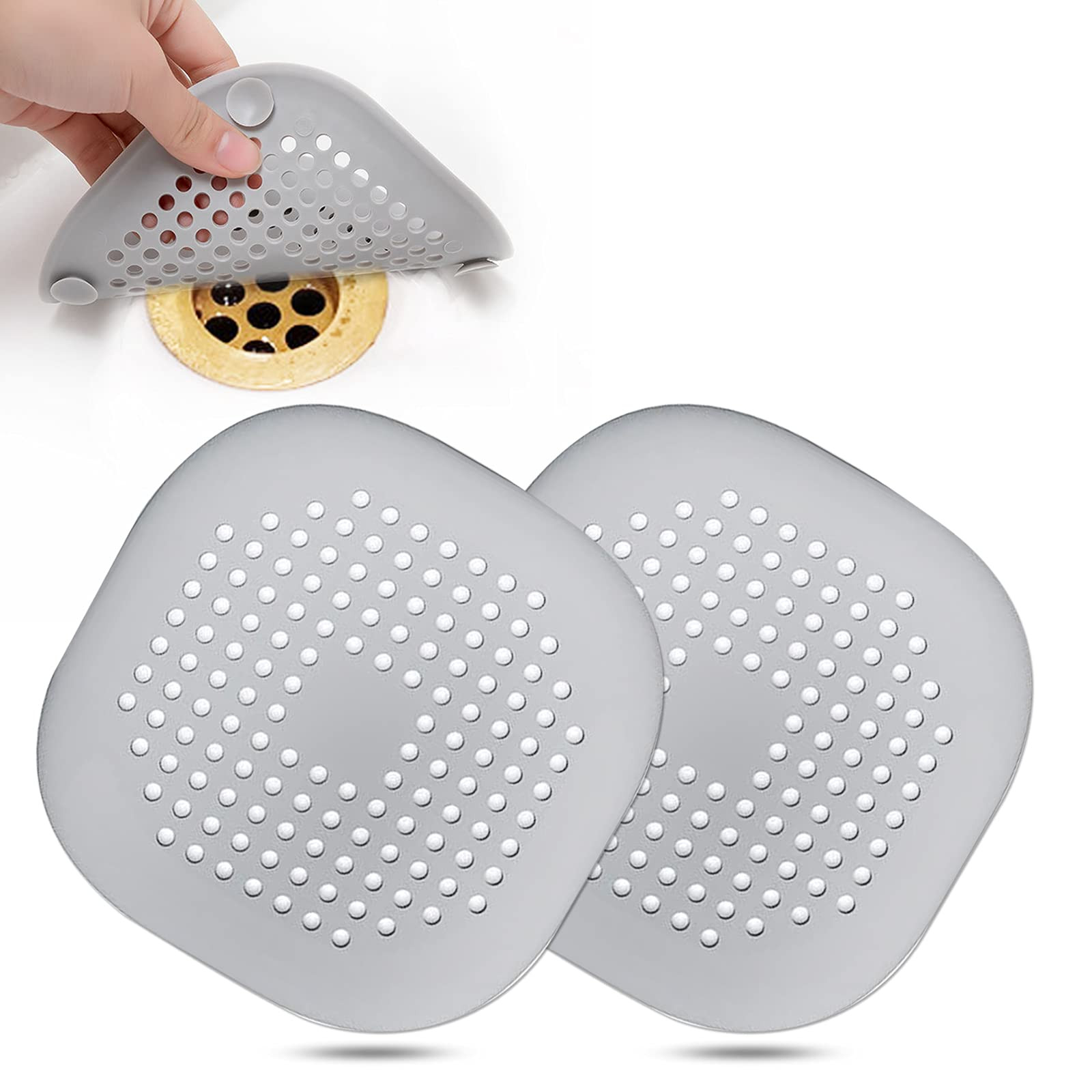 Hair Drain Catcher,Square Drain Cover for Shower Silicone Hair Stopper with Suction Cup,Easy to I... | Amazon (US)