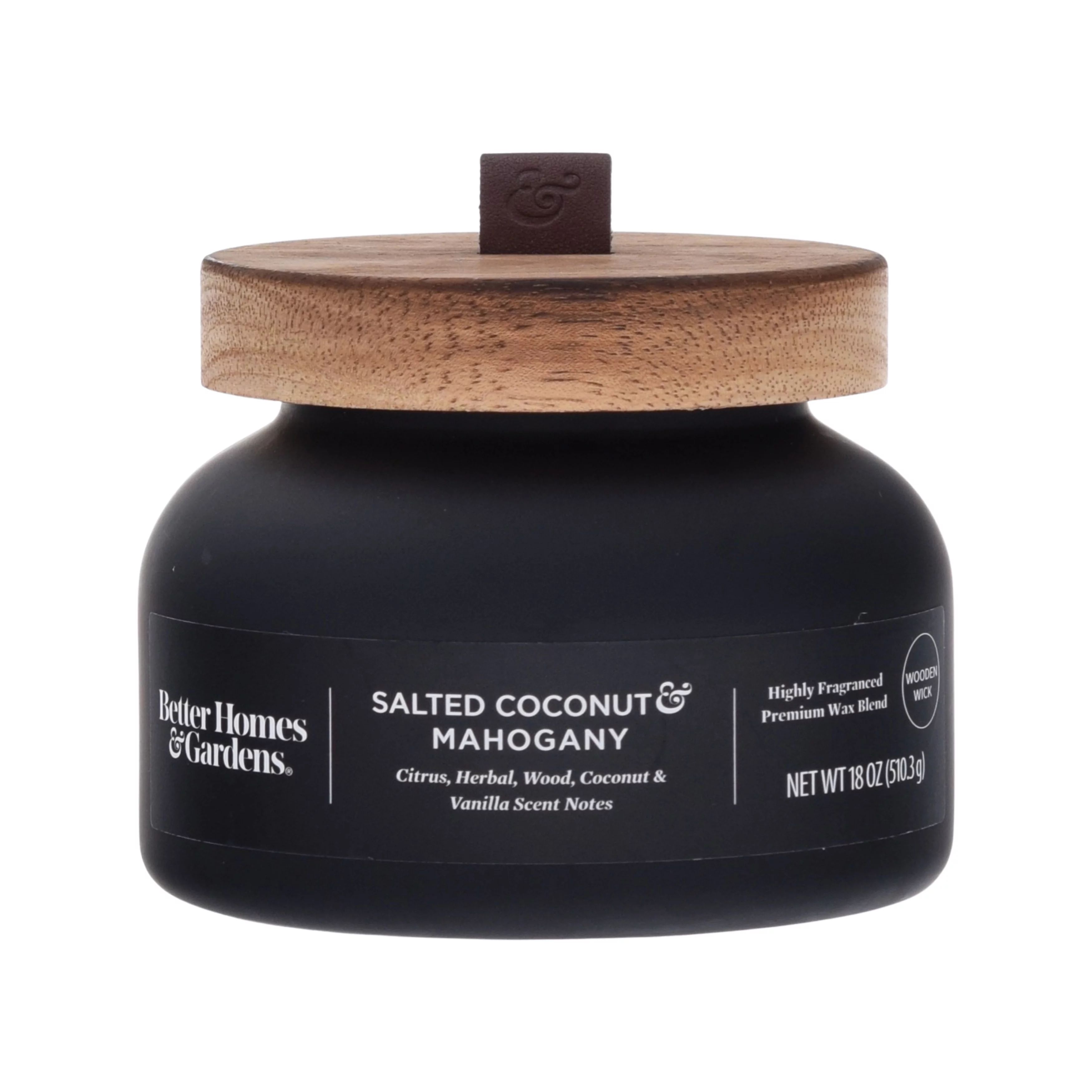 Better Homes & Gardens 18oz Salted Coconut & Mahogany Scented Wooden Wick Bell Jar Candle | Walmart (US)