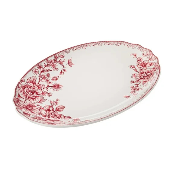 The Pioneer Woman Agatha Stoneware 16-inch Serving Platter, Red | Walmart (US)