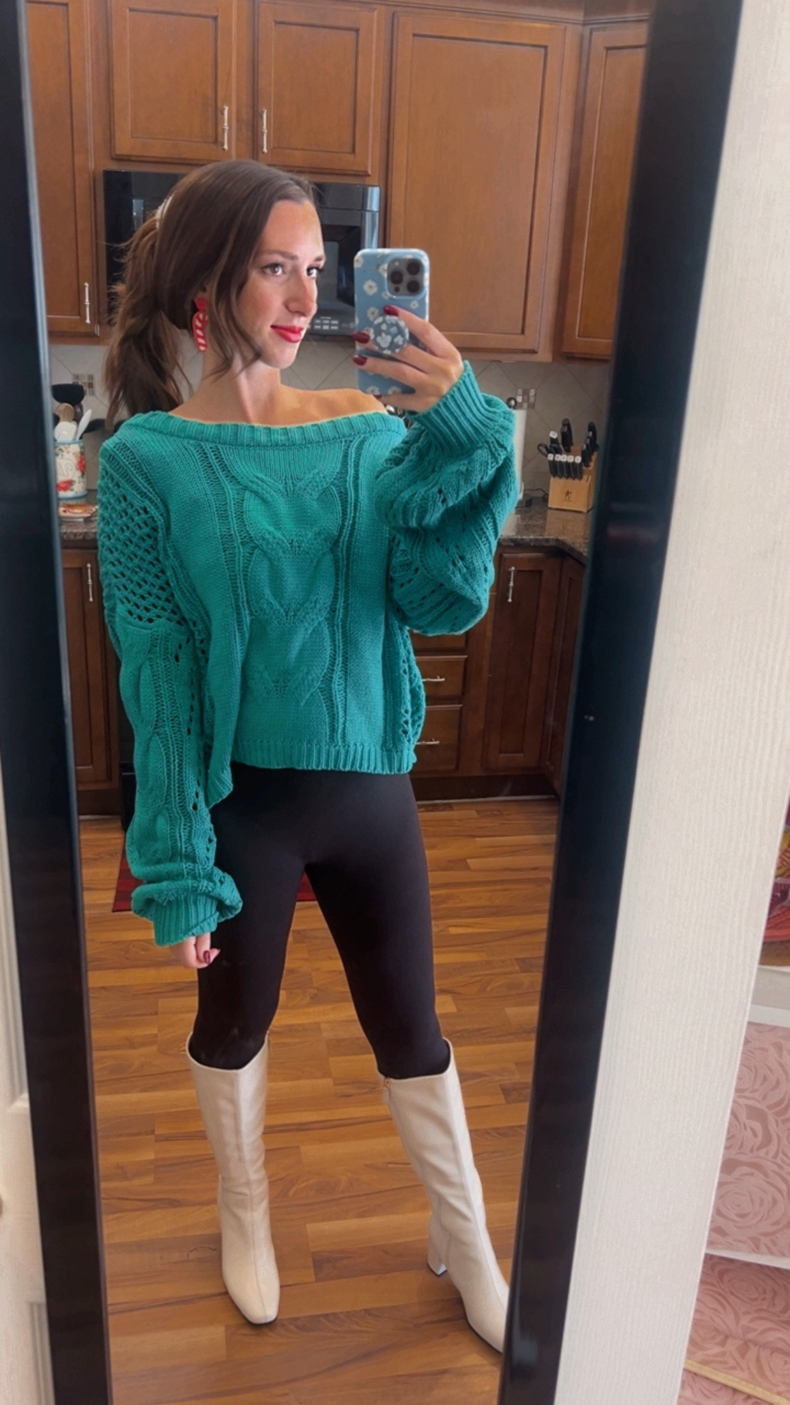 Pink Lily has amazing holiday finds! How beautiful is this sweater? I’m obsessed with the color for this Christmas season 🎄 It’s not maternity but fits great for your growing bump in a large or XL ♥️ 

#LTKCyberWeek #LTKHoliday #LTKBump