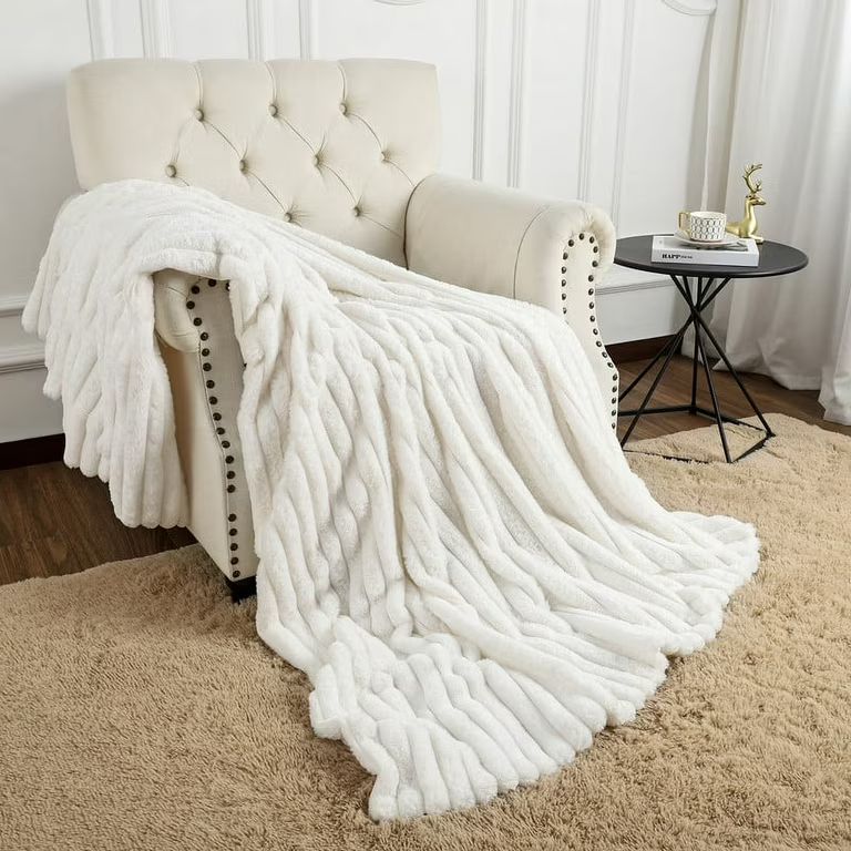 Lochas Plush Sherpa Fleece Throw Blanket,Soft Warm Fluffy Jacquard Striped Blankets for Sofa Couc... | Walmart (US)