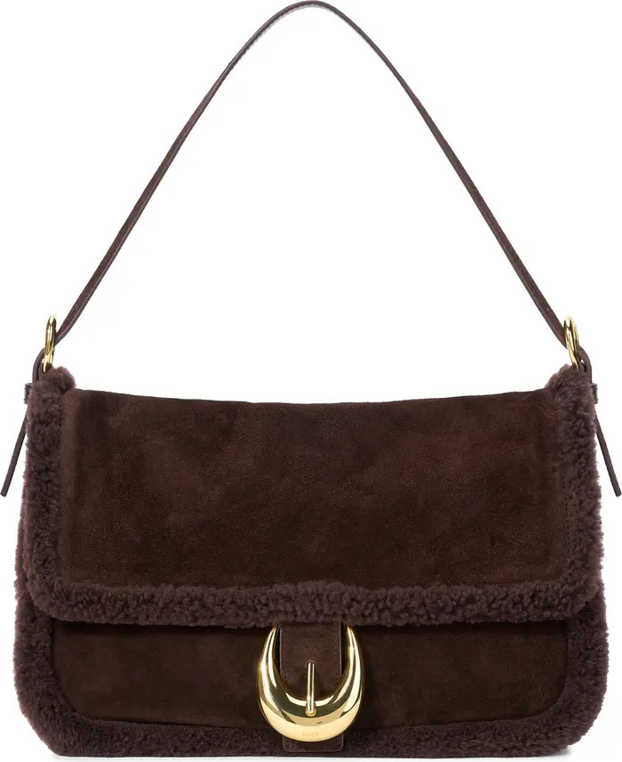 Medium Harlow Suede Shoulder Bag with Faux Shearling Trim | Nordstrom