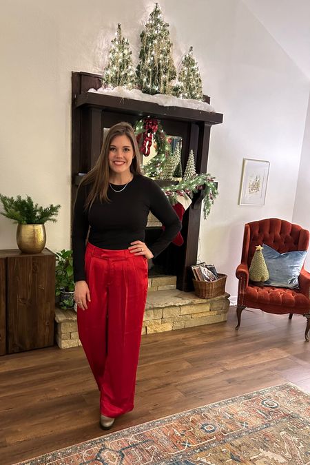Holiday party outfit under $50! Red pants from target, black tee from Walmart, Amazon necklace!
.............
Red trousers wide leg trousers oversized trousers black shirt ribbed shirt nuuds dupe satin pants silk pants Christmas party outfit holiday party outfit target finds target new arrivals midsize fashion midsize outfit

#LTKparties #LTKstyletip #LTKHoliday