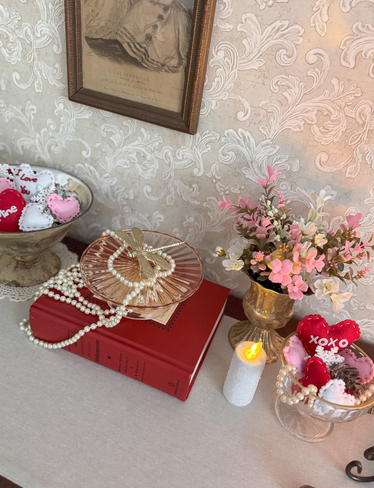 Valentine’s Day decorations, heart scatter, pink faux flowers, entryway table 

#LTKFindsUnder50 #LTKHome #LTKSeasonal