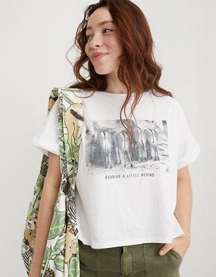 Aerie Zebra Graphic Oversized Cropped T-Shirt | American Eagle Outfitters (US & CA)