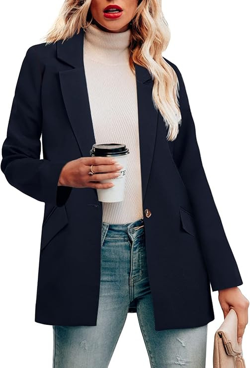 CRAZY GRID Womens Casual Blazer Jacket Long Sleeve Open Front Work Office Blazer Lapel Button Jac... | Amazon (US)