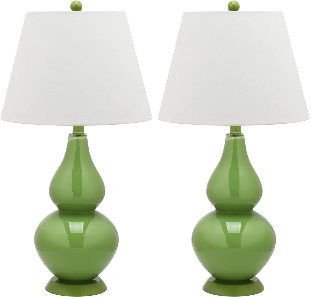 Set of 2 Glossy Double Gourd Table Lamps in Fern Green | The Well Appointed House, LLC
