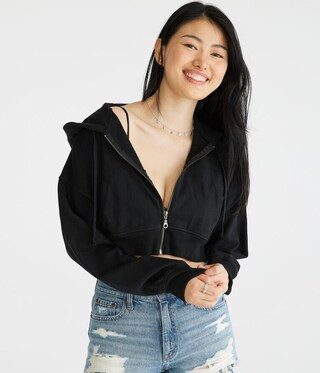 Oversized Cropped Full-Zip Hoodie | Aeropostale