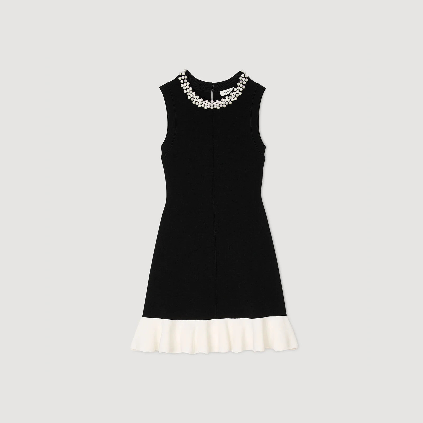Short knit dress with beaded neck | Sandro US | Sandro-Paris US