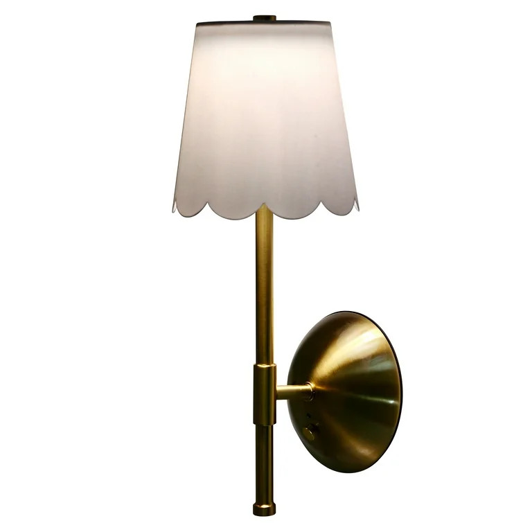 Home Decor Collection Sterling & Noble Home Cordless Brass Rechargeable Wall Sconce with Scallope... | Walmart (US)