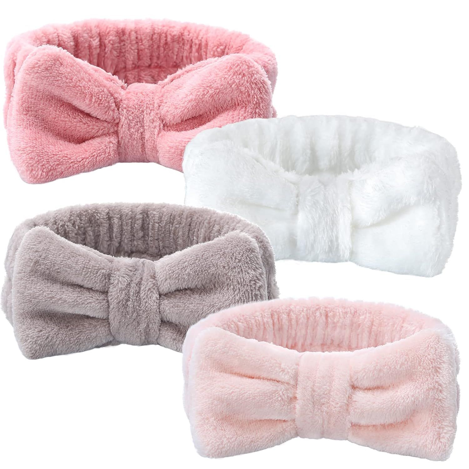 VITEVER 4 Pack Spa Headband for Washing Face, Girls Makeup Bow Tie Hair Band, Microfiber Women He... | Amazon (US)