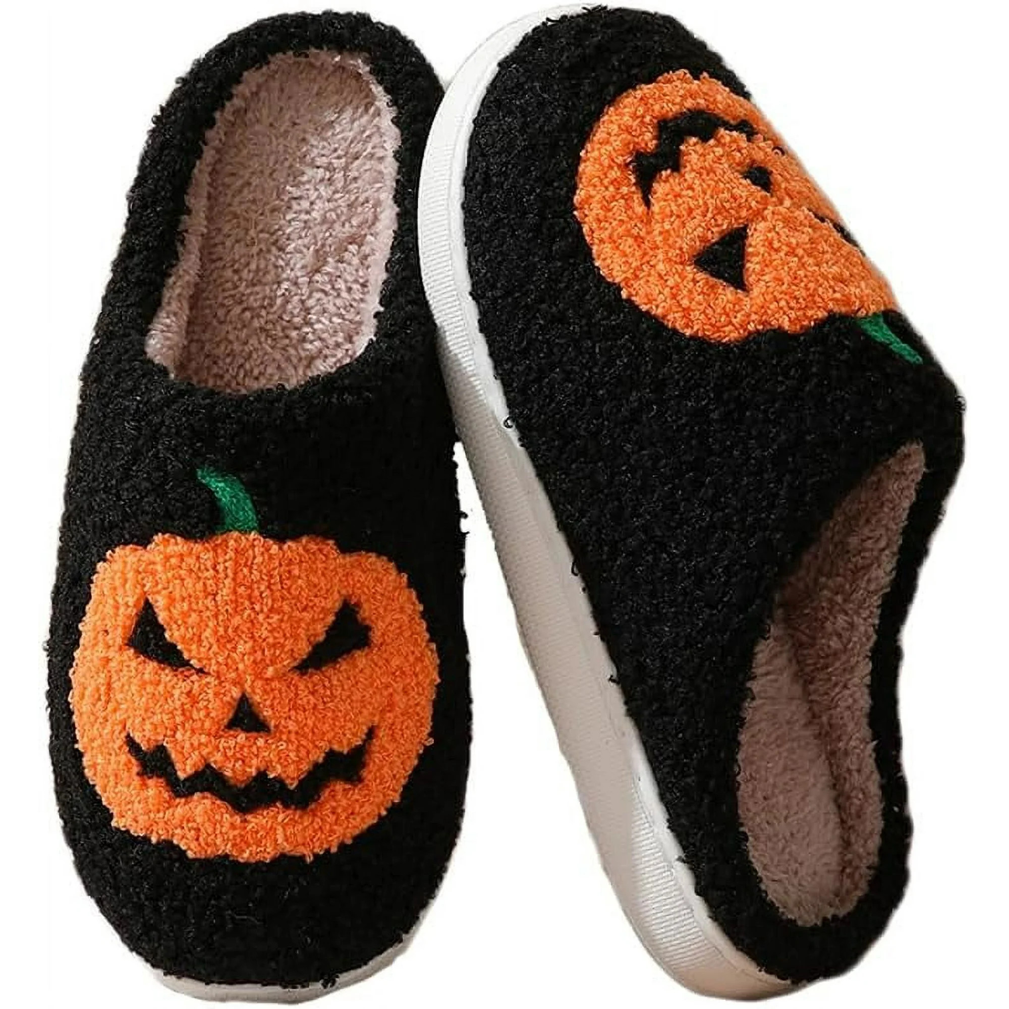 Halloween Slippers for Womens Mens, Pumpkin Slippers for Women, Spooky Slides Slippers Plush Lant... | Walmart (US)