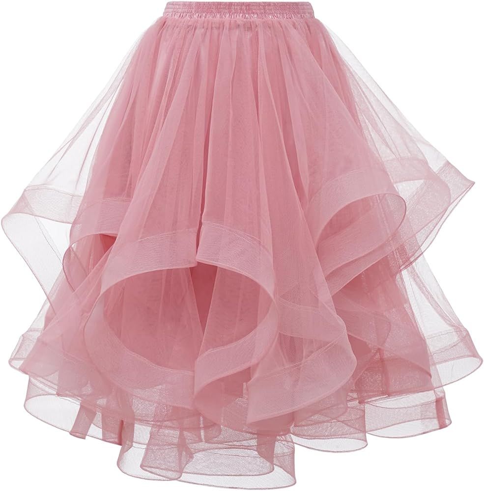 DRESSTELLS Tulle Skirts for Women, Midi Tutu Skirt, 3 Layered Fluffy Graduation Prom Party Tea Le... | Amazon (US)
