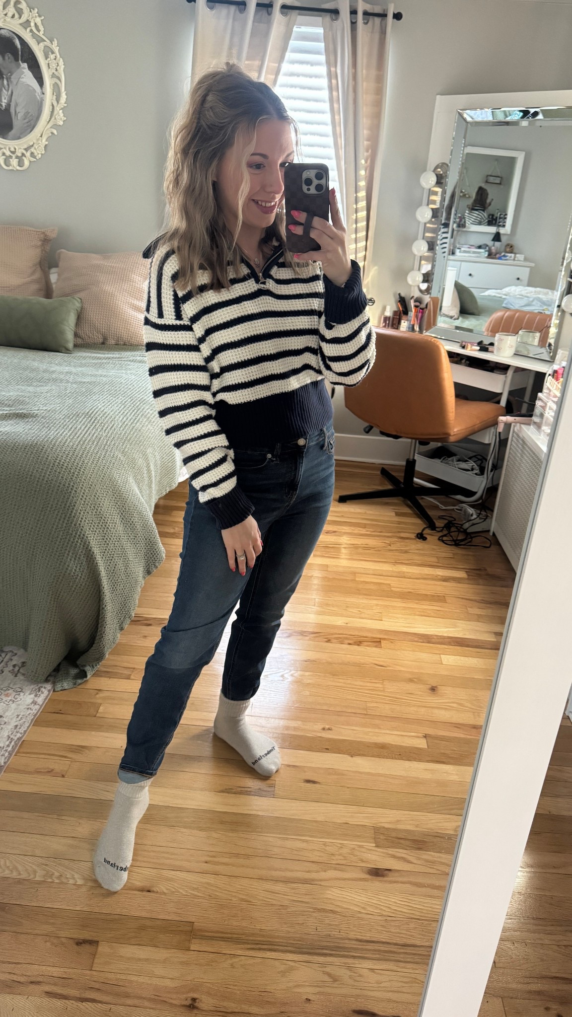 OOTD for church.
To- thrifted 
Jeans - size 2 (true to size ) & only $10.98!
Case @Loopy Cases code MRSTIFFANYSULLIVAN  saves ❤️

#LTKootd #LTKmomlife