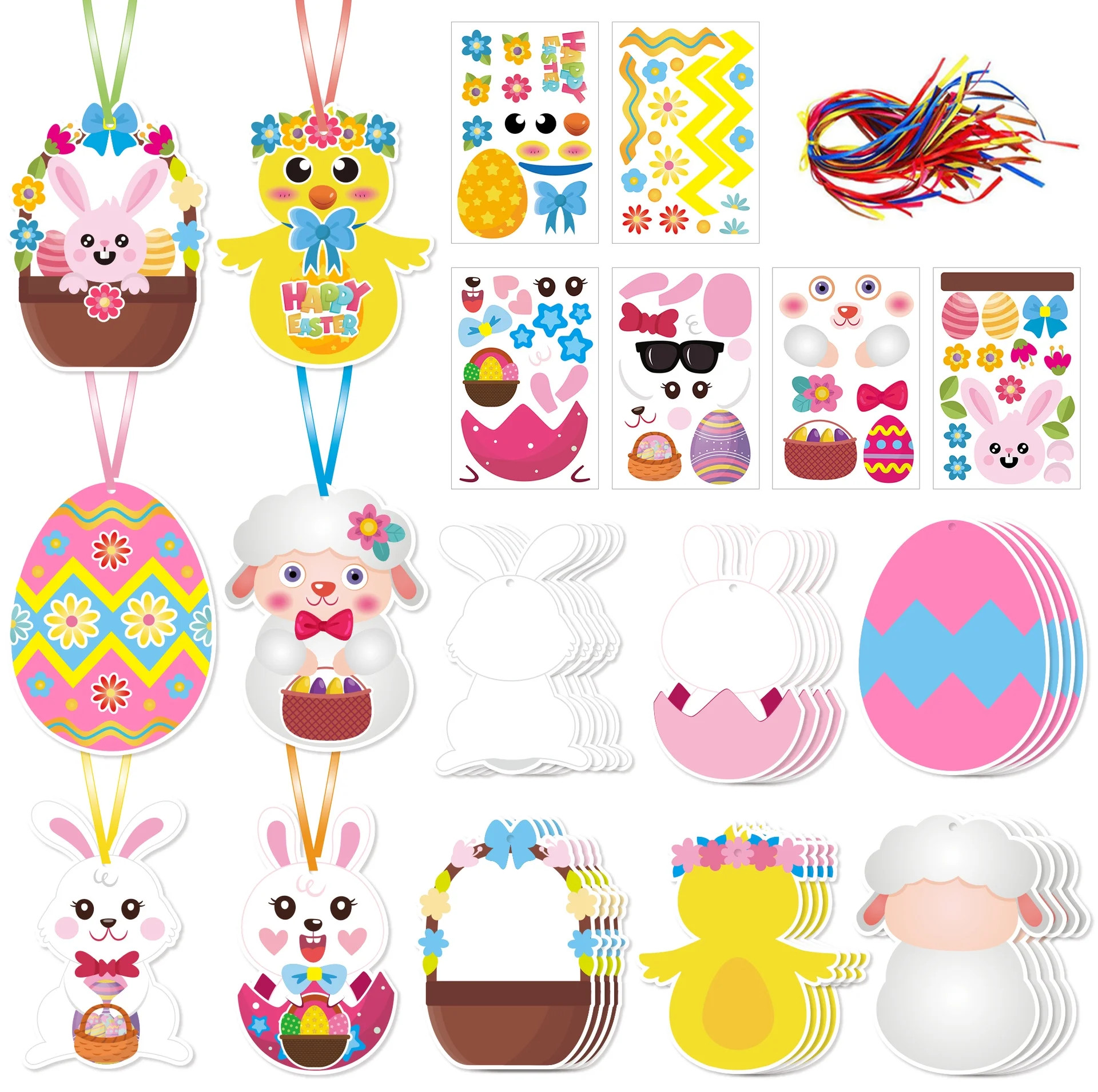 72Pcs Easter Bunny Craft Kit for Kids - DIY Make Your Own Bunny Card Set Self-Adhesive Sticker Ha... | Walmart (US)