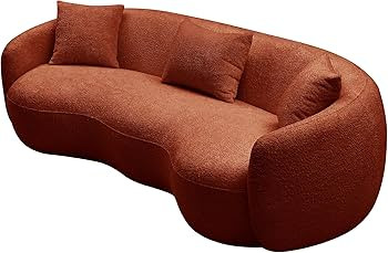 KEIKI 94" Boucle Half Moon Curved Sectional Sofa with 3 Throw Pillows, Modern 4-Seater Teddy Flee... | Amazon (US)