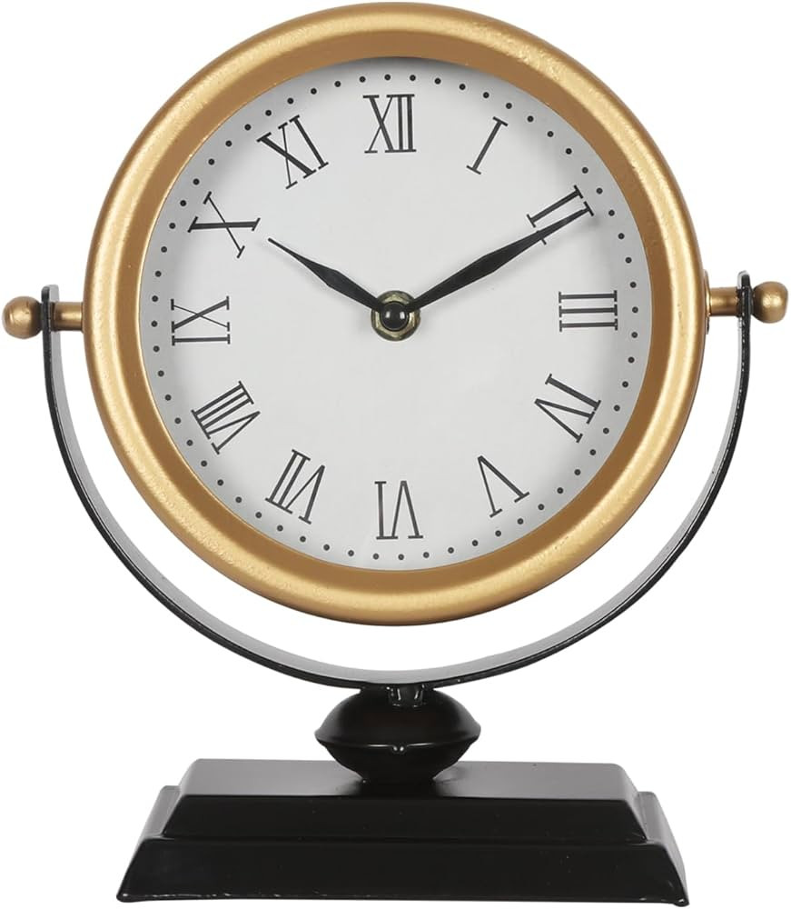 Desk Clock - Classic Vintage Clock and Decorative Shelf Decor,Silent Non-Ticking Clock with Distr... | Amazon (US)