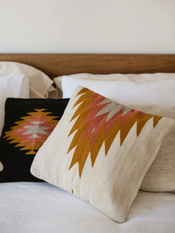 Relampago woven wool pillow, Handmade Mexican Pillow, Decorative Throw Pillow, Handwoven Wool cus... | Etsy (US)