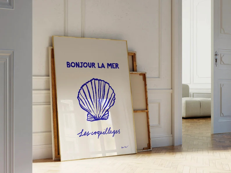 Seashell Print, Coastal Poster, Seafood Print, Modern Kitchen Art, Bathroom Decor Artwork, Beachy... | Etsy (US)