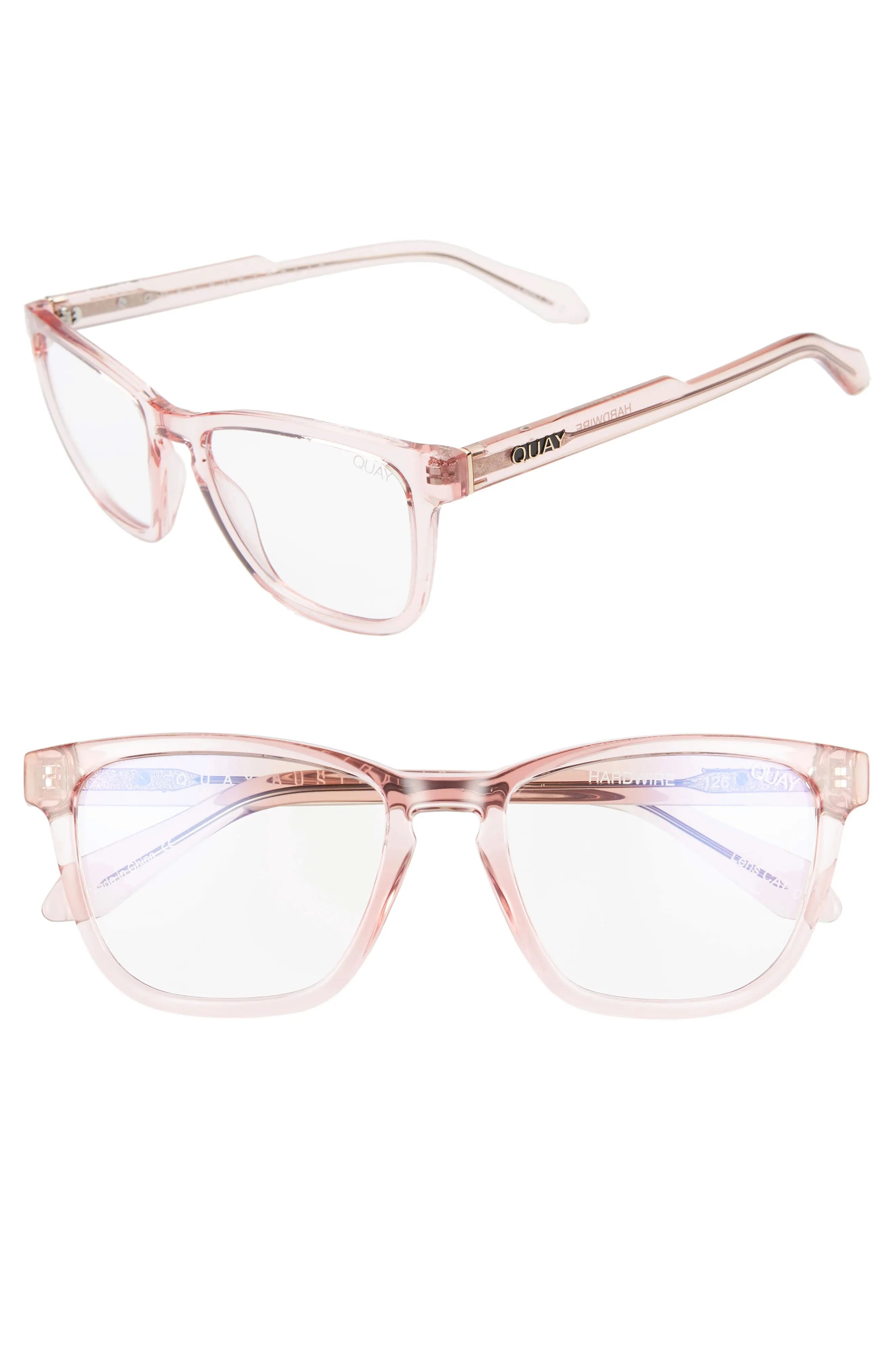 Women's Quay Australia Hardwire 54mm Blue Light Blocking Glasses - Pink | Nordstrom