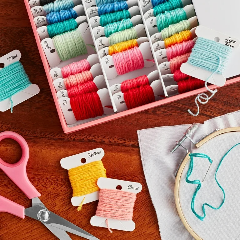 The Pioneer Woman® 6-Strand Embroidery Floss Kit, Breezy Blossoms, 6 Yards (36 Pack) | Walmart (US)