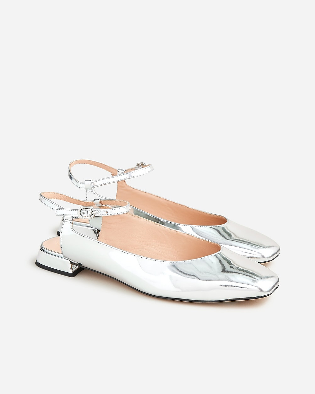 Ankle-strap flats in metallic leather | J. Crew US