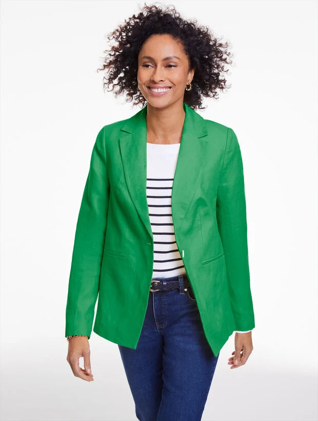 Classic Linen Single Button Blazer | Talbots