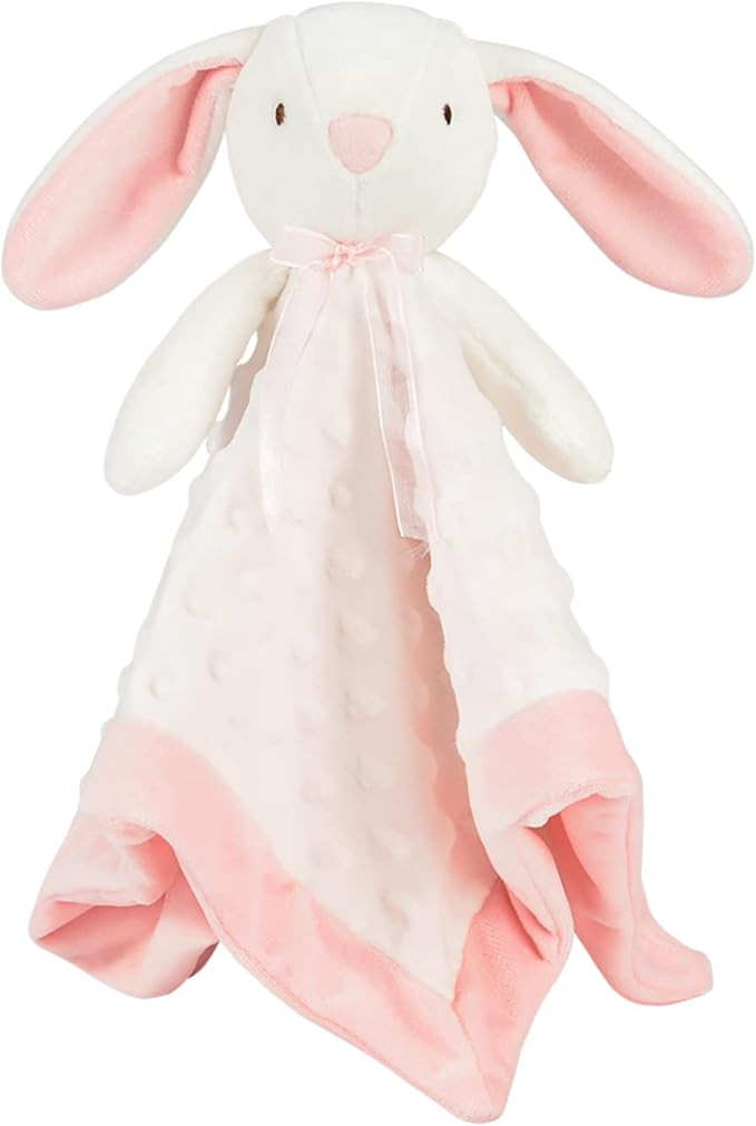 Taggart White＆Pink Rabbit Security Blanket with Stuffed Animal for Baby Super Soft Minky Dot Fa... | Amazon (US)
