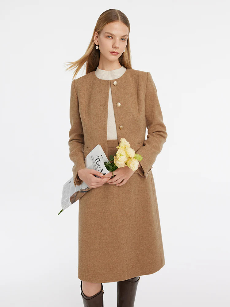 Washable Wool Vintage Jacket And Skirt Two-Piece Suit | GOELIA