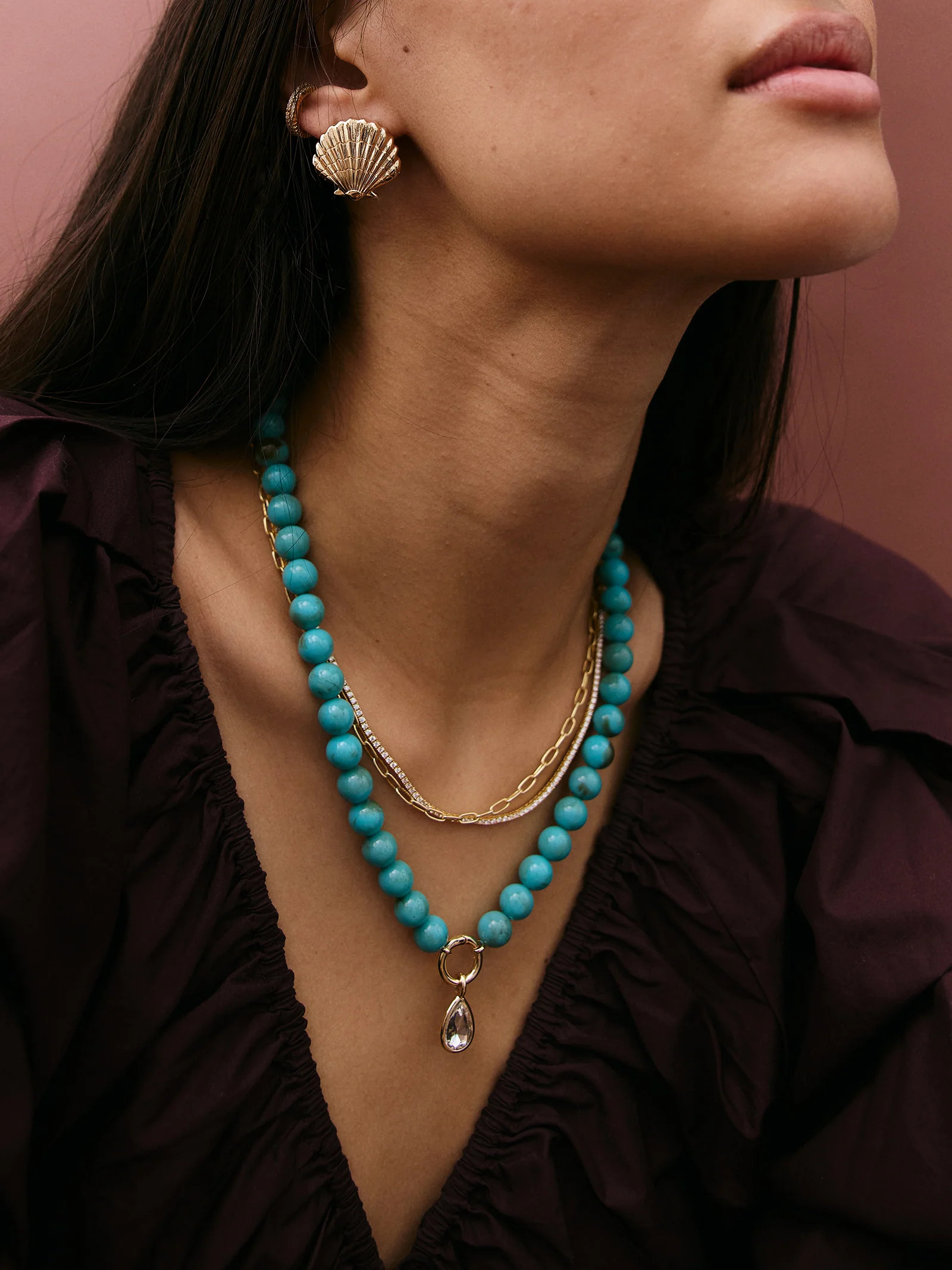 Janette Beaded Ring Necklace - Turquoise | BaubleBar