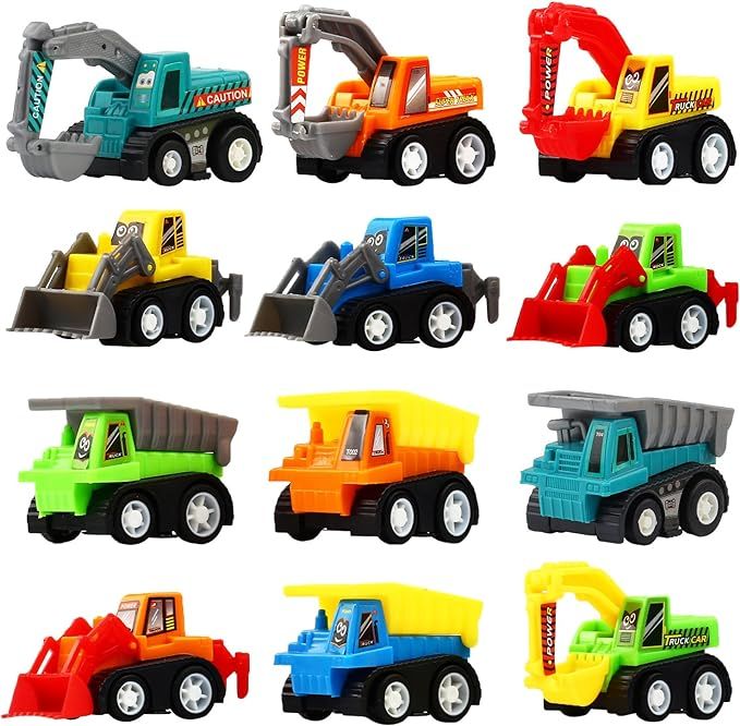 Pull Back Car, 12 Pcs Mini Truck Toy Kit Set, Funcorn Toys Play Construction Engineering Vehicle ... | Amazon (US)