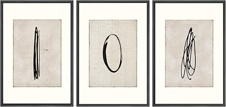 SIGNWIN Framed Canvas Print Wall Art Set Mid-Century Modern Paint Strokes Abstract Shapes Illustr... | Amazon (US)