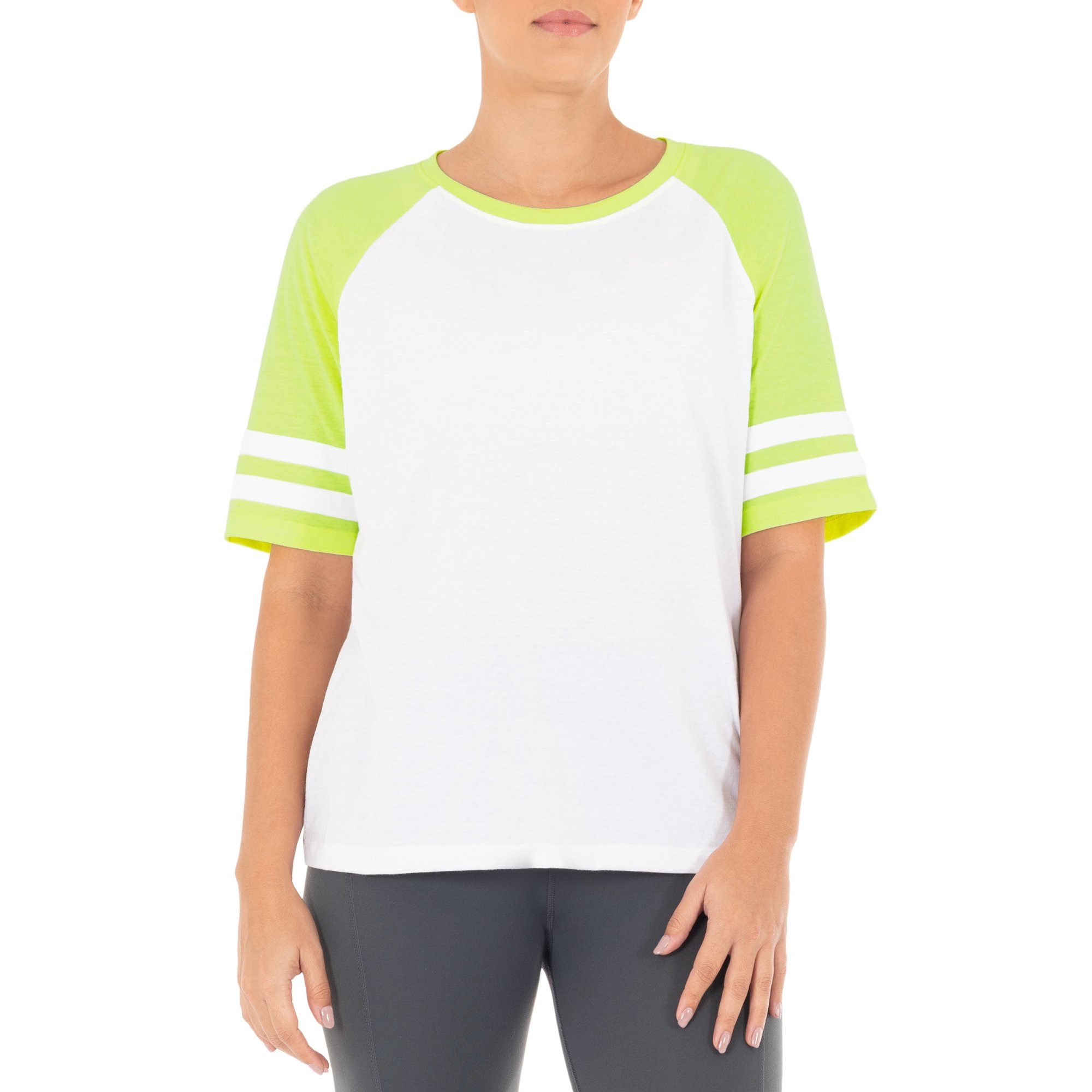 Athletic Works Women's Athleisure Varsity Stripe Baseball T-Shirt | Walmart (US)