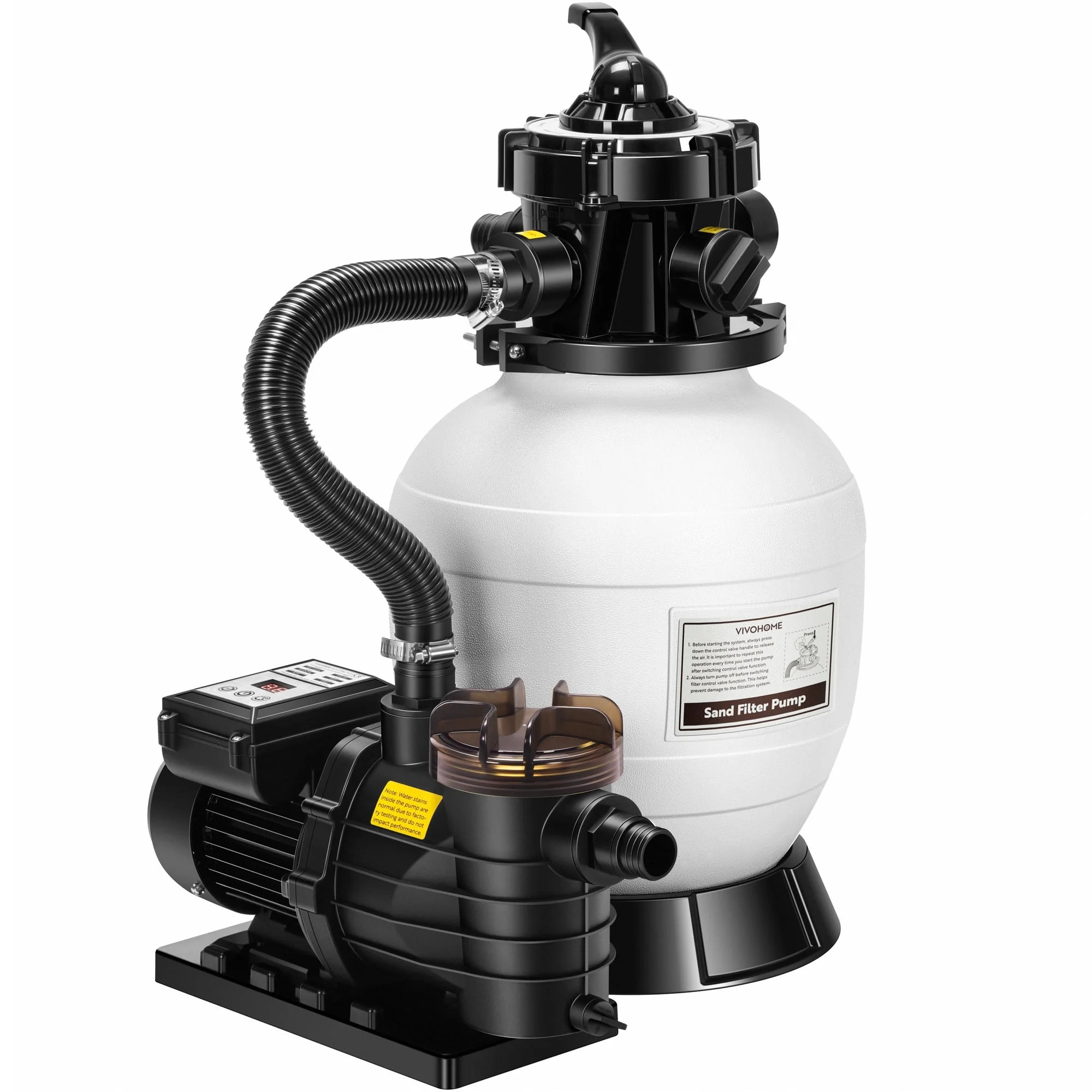 SPECSTAR 12 Inch Sand Filter 7 Way Valve w/ 24 Hours Timer 1/3 HP Pool Pump 2080 GPH Fits 7500 Ga... | Walmart (US)